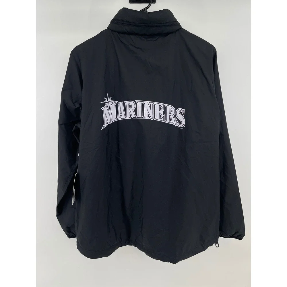 DKNY Sport MLB Seattle Mariners Windbreaker Jacket Full Zip Womens LG Black NEW - Picture 2 of 16
